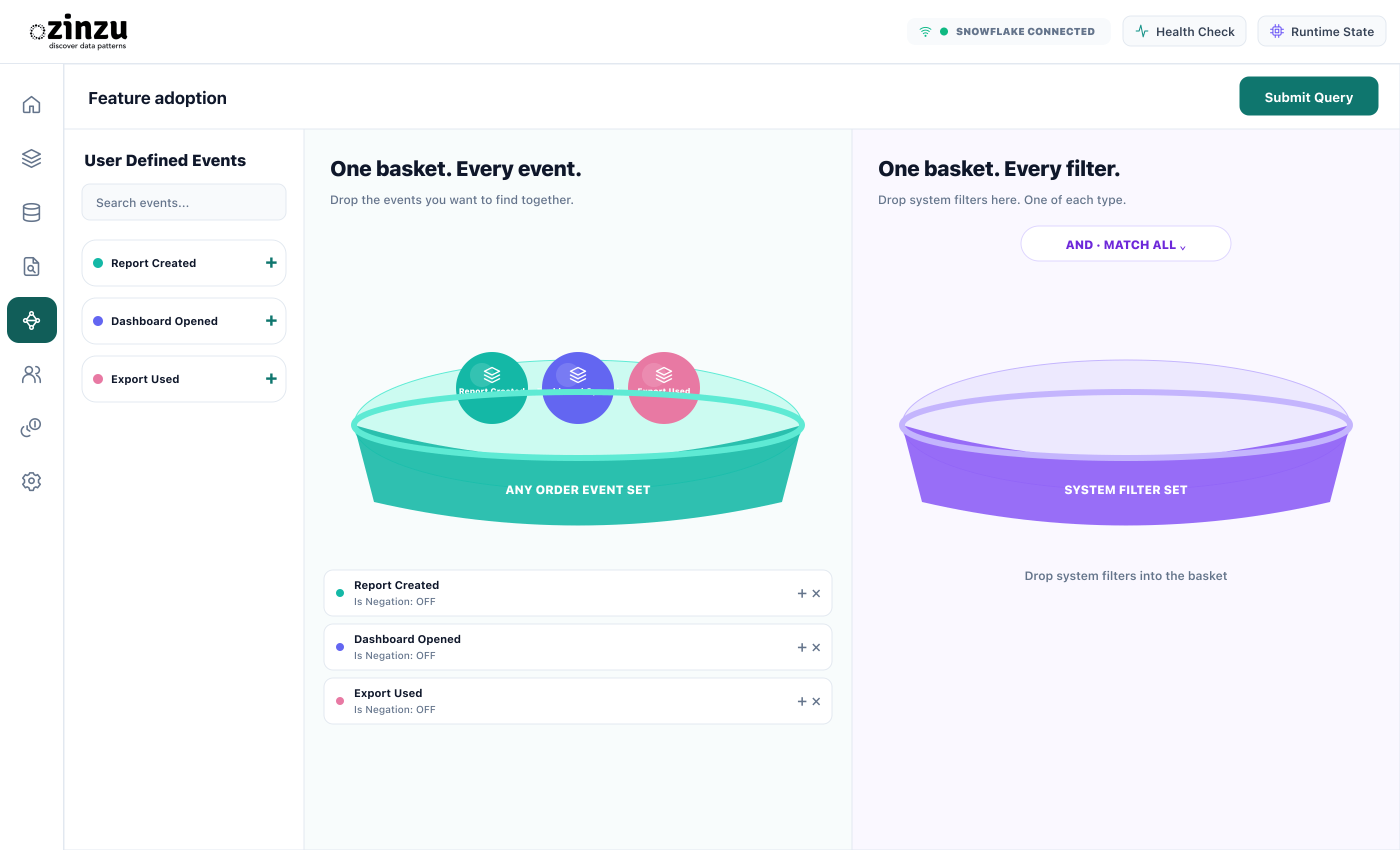 Feature adoption. Documentation illustration based on the supplied guide and native UI components. Not a live query execution.