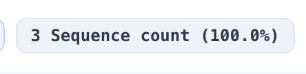3 Sequence count (100.0%) on a query results card.
